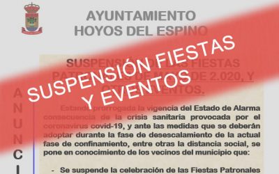 Suspensión de las fiestas patronales de mayo de 2020, y otros eventos