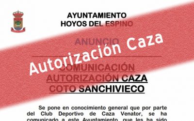 Autorización caza Coto Sanchivieco