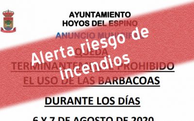 Prohibido Barbacoas alerta riesgo incendio