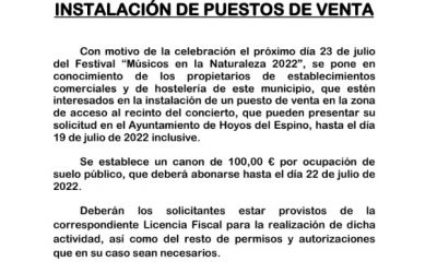 Puestos de venta en Festival Músicos en la Naturaleza 2022