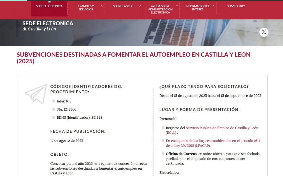 Subvenciones destinadas a fomentar el autoempleo en CyL