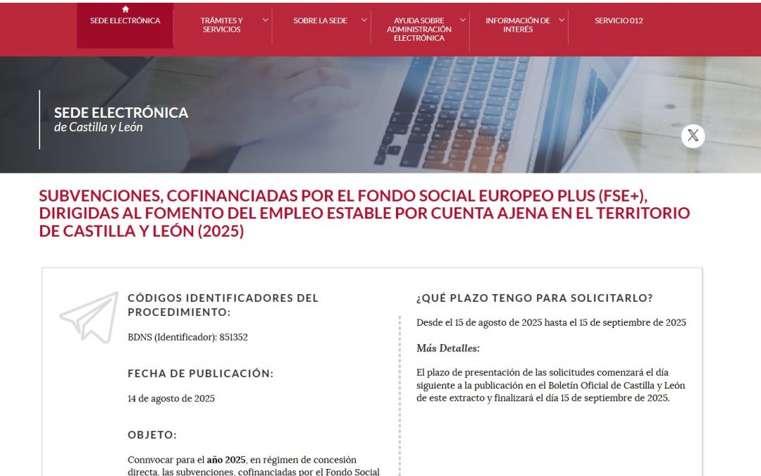 Subvenciones, cofinanciadas por el Fondo Social Europeo Plus (FSE+), al fomento del empleo estable